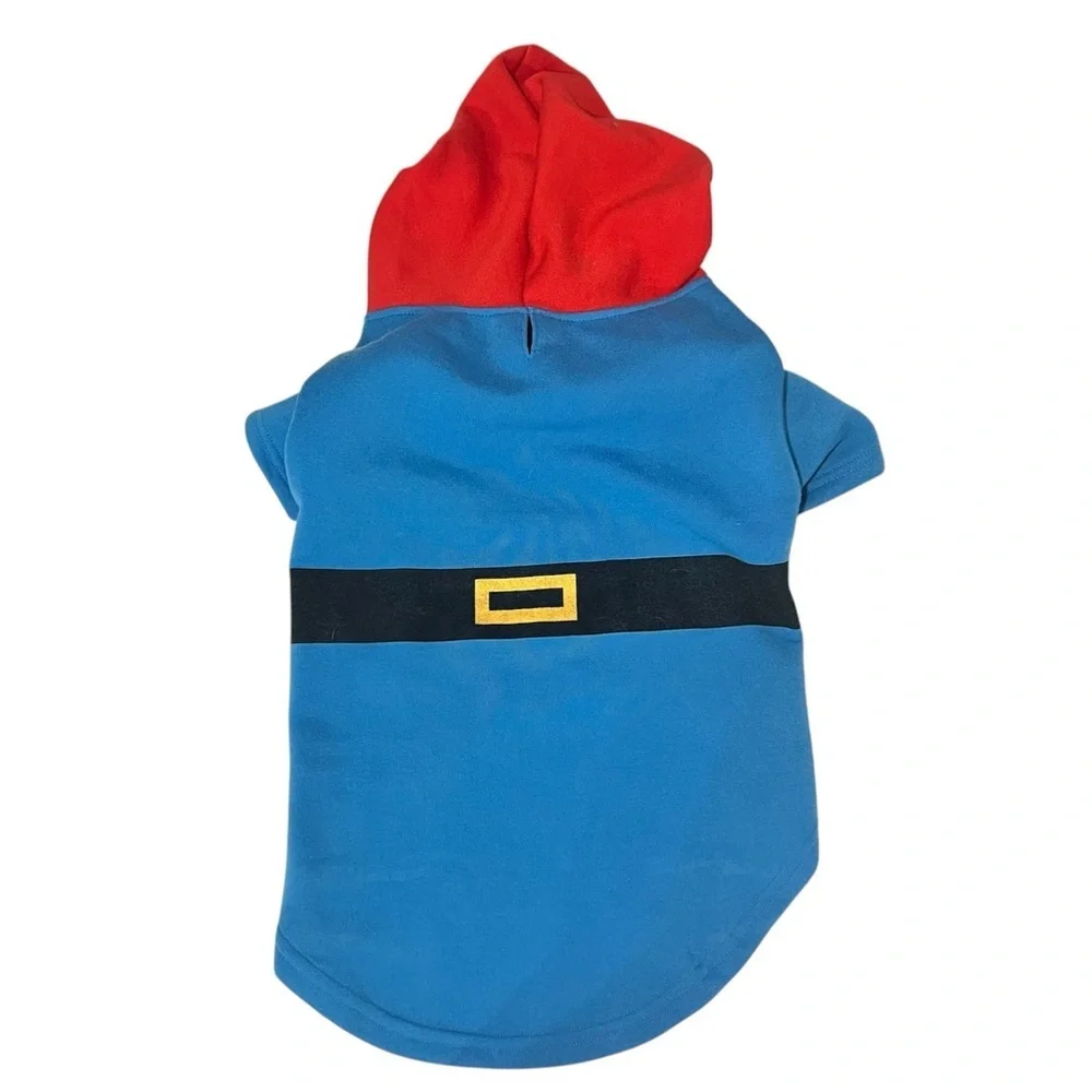 Dog Halloween Costume Gnome Size Large Sweatshirt Blue Red Beard
